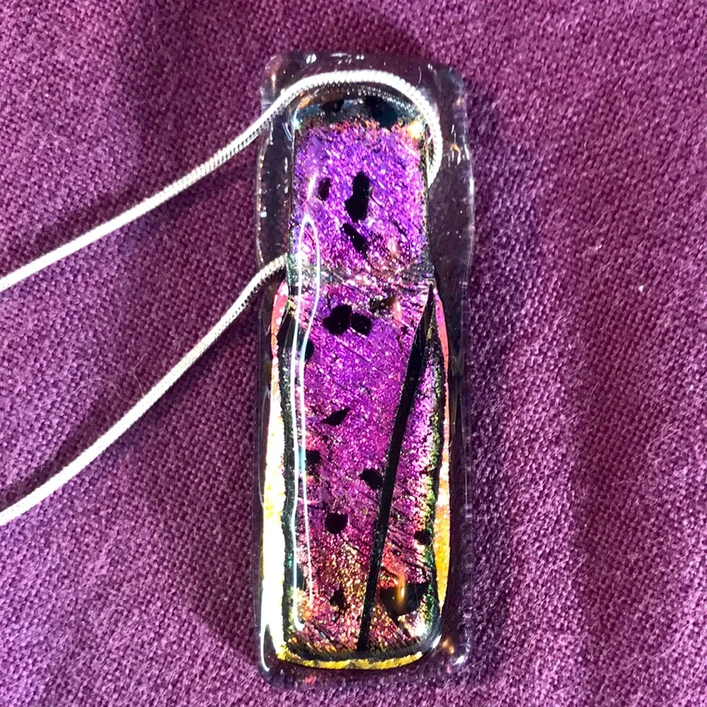 Purple glass art necklace